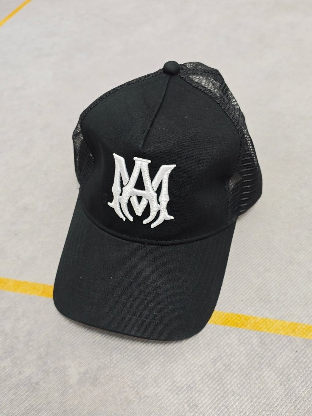 Men Women Black Trucker Cap White 3D Embroidered Logo Mesh Back Hat